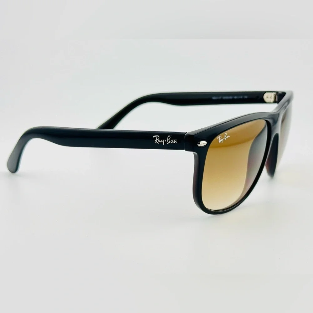 Ray-Ban Boyfriend Sunglasses RB4147 Polished Black On Brown Square Gradient lens